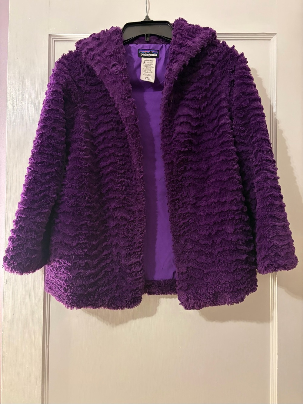 Patagonia Kids' Purple Fuzzy Button Front Dress Jacket